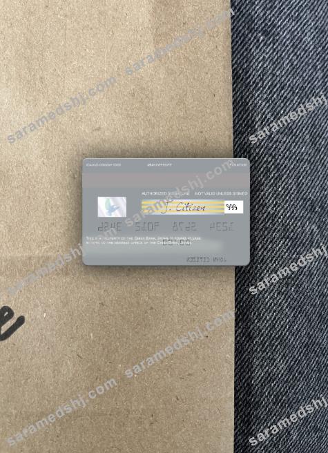 Japan Chiba Bank visa debit card photolook back